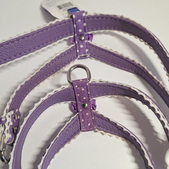 2 Top Paw X-Small Purple Polka Dot Dog Harness Flower Accents Lot Lavender Pearl - Picture 5 of 9